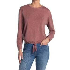 White Willow Women's Drawstring Hem Pullover Sweatshirt In Mauve Large MSRP $78